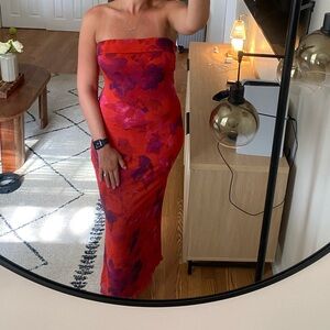 Vibrant Strapless Floral Dress